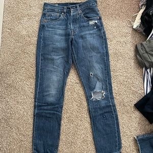 Levi 501 Skinny Crop destroyed jeans